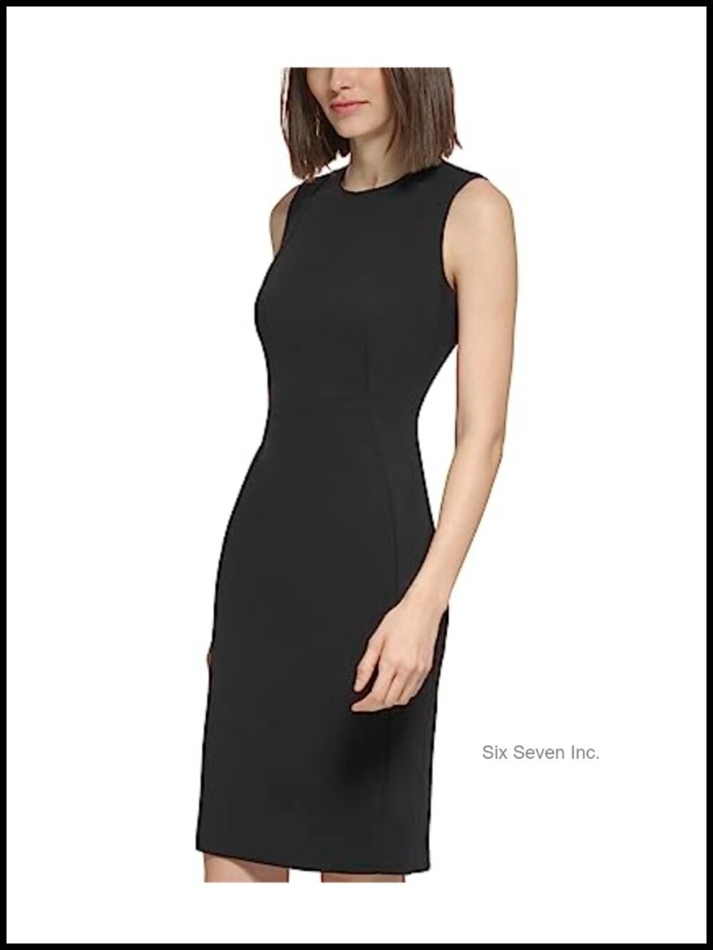 Sleeveless Scuba Crepe Sheath Dress Princess Seam Knee Length Work Cocktail